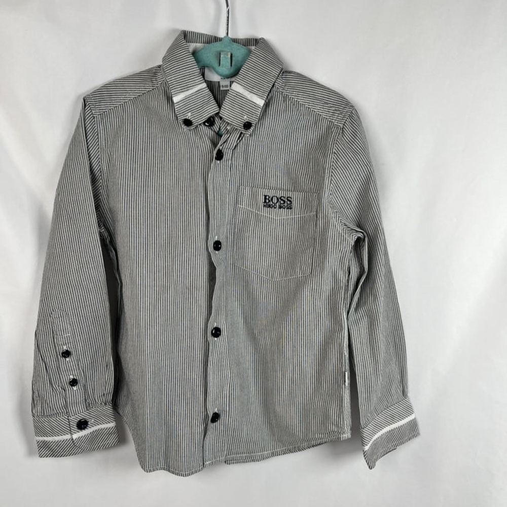 BOSS Kids Striped Black and White Shirt